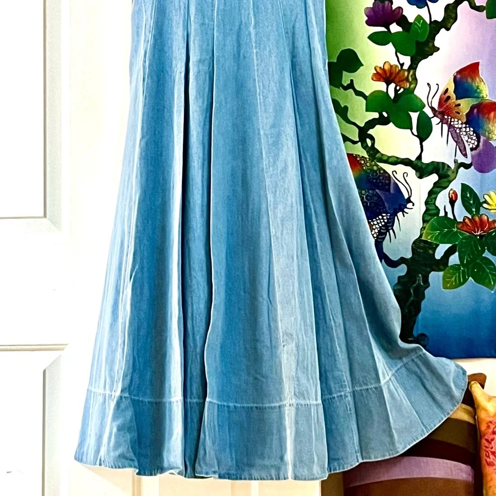 🌺🎉HP🎉🌺 NWT Staud Wells Midi Dress Light Wash Denim - Picture 11 of 16